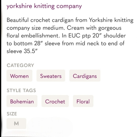 Yorkshire Knitting Company Vintage Cardigan Ecru & Red Embellishment Size Med. - Picture 8 of 8